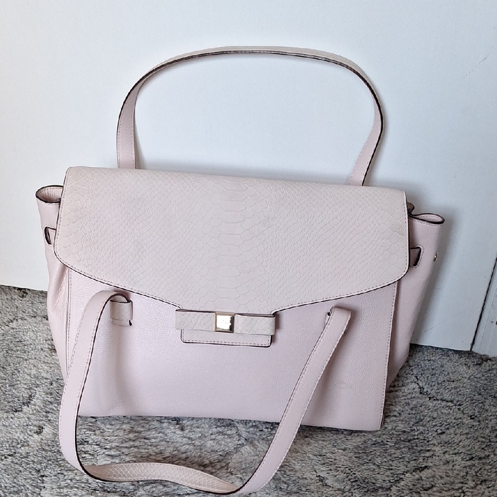 Kate Spade LG pink leather satchel EUC